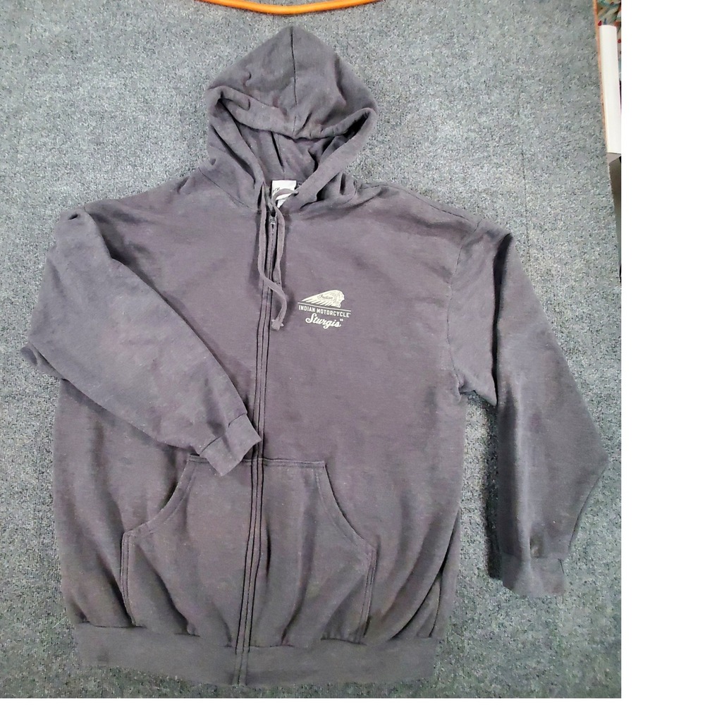 Indian Motorcycle Zip Hoodie‎ Mens 3XL Sturgis 2022 Charcoal Gray Blueprint M&O